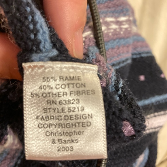 Christopher & Banks Turtleneck Striped Long sleeve Hand Embroidered Sweater - Picture 3 of 4